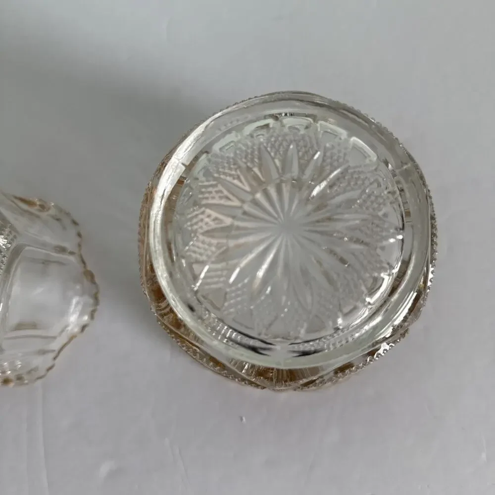 Vintage EAPG US Glass Biscuit Jar w/Lid and Sugar‎ bowl with gold Trim